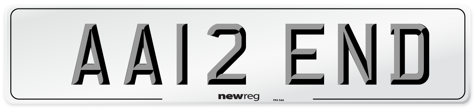 AA12 END Number Plate from New Reg